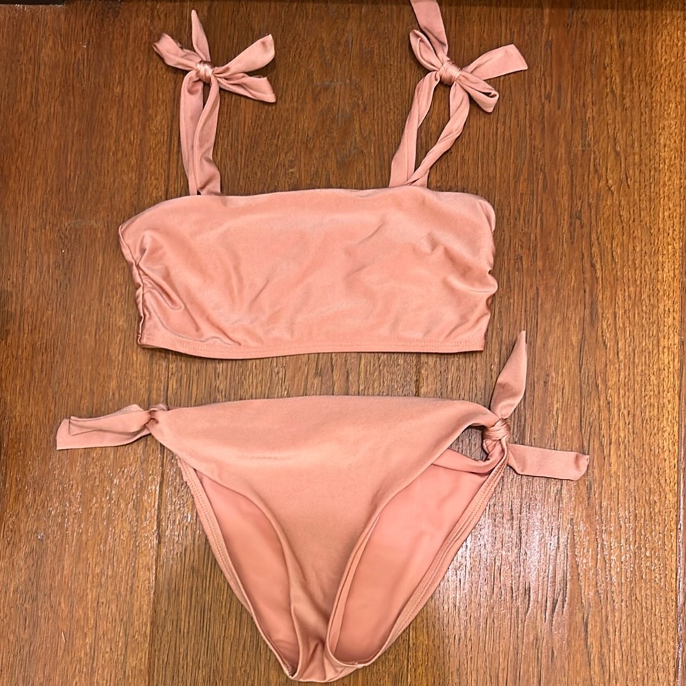 Pink Bikini Set with Tie Straps